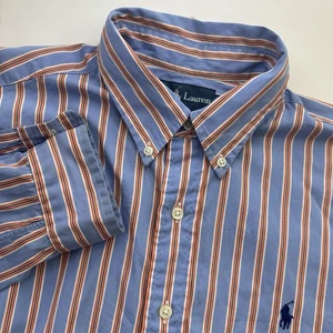 Ralph Lauren Herren L Classic Fit Hemd Blau Orange Streifen Langarm Button Down - Bild 1 von 8