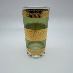 Vintage MCM Culver Starlyte Green Longdrinkglas 22K Gold Continental Can Co. - Bild 1 von 13