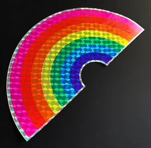 HUGE! RAINBOW 12 in VINTAGE STICKER DECAL prism prismatic holo foil holographic - Picture 1 of 5