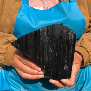 3.74LB Large Natural Black Tourmaline Crystal Gemstone Rough Mineral Specimen - Picture 1 of 15