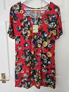 Joules Celisa Tunic Dress Size 12 Red Floral Pockets New With Tags Viscose - Picture 1 of 13