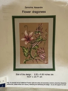 LOTE de tela de hilo dental con patrón de punto de cruz de dragón flor dragón - Imagen 1 de 13