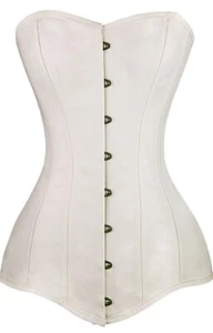 26 Stahl entbeint Baumwolle lang Torso Sanduhr Body Shaper Korsett M weiß - Bild 1 von 7