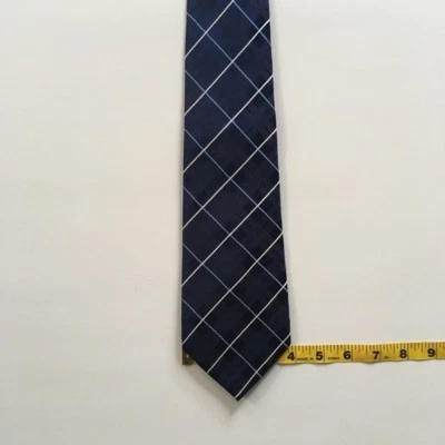 Corbata tasso elba azul blanco azul claro a cuadros 100% seda pa0552 Foto 1 de 4