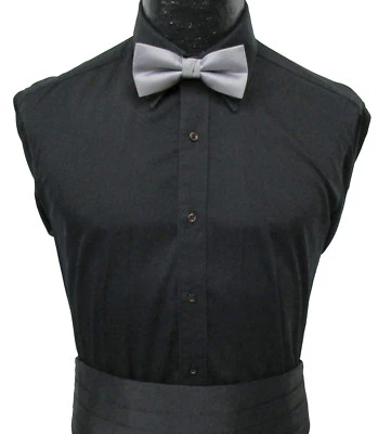 Camisa de vestir negra para hombre con cuello caído esmoquin boda graduación albañil formal barata Foto 1 de 4