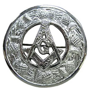 HW Men's Kilt Fly Plaid Brooch Masonic Chrome Finish 3"/masonic fly plaid brooch - Picture 1 of 1