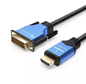 HDMI to DVI Cable 6FT High-Speed Bi-Directional Adapter Male to Male DVI-D 24 +1 - Picture 1 of 7