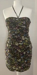 ZARA Black Floral Ruched Dress size M (10) - Picture 1 of 8