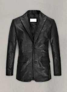 Authentic Luxury Men's Black Leather Blazer 100% Sheepskin CATWALK Coat Blazer - Picture 1 of 9