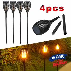 4 Pack Solar LED Garden Lights Flame Torch Landscape Lamps Dancing Flickering - Picture 1 of 12