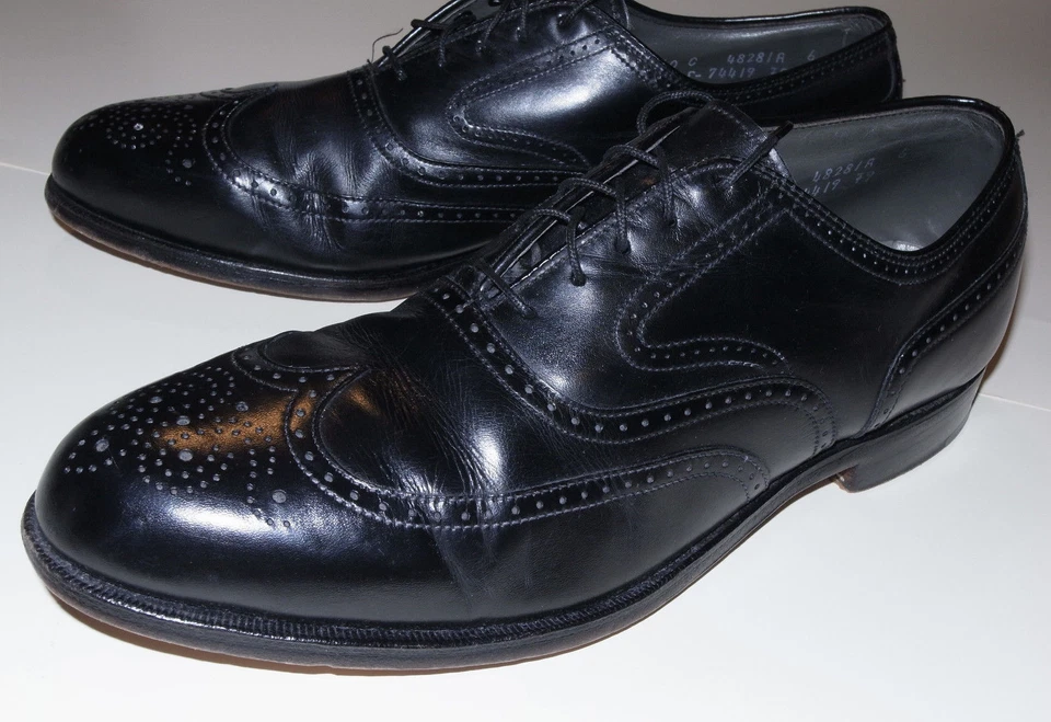 МУЖСКАЯ FOOTJOY CLASSICICS ИЗ ЧЕРНОЙ КОЖИ ЗАКОНЦОВКА ПЛАТЬЕ ТУФЛИ/ОКСФОРДЫ/СДЕЛАНО В США 10C - Изображение 1 из 4