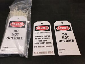 50 pack of Danger Do Not Operate Safety Lockout tags