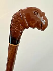 Hand-Carved Brown Wooden 37" Walking Stick Cane - Picture 1 of 11