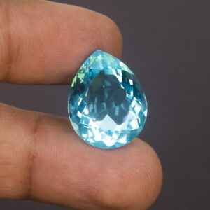 27.0 Ct Certified Natural Translucent Pear Swiss Blue Topaz Loose Gems Z-166