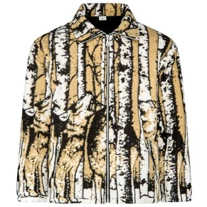 LADIES WOMENS DOUBLE FLEECE ANIMAL PUPPIES WOLF DOLPHIN WILD PRINTED JACKET COAT - Picture 1 of 35
