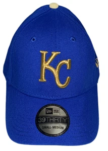 New Era 39THIRTY MLB Mens Flex Fitted Cap Kansas City Gold Royals Navy Size S/M - Picture 1 of 7