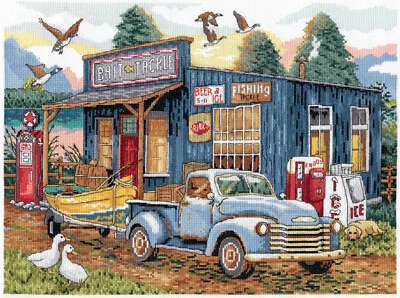 Cross Stitch Kit ~ Design Works Bait and Tackle Old Time Country Store #DW3437 - Image 1 of 4