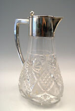 Large Glass Carafe Mug Silver Huge Glass Pitcher German W.Binder Um 1900