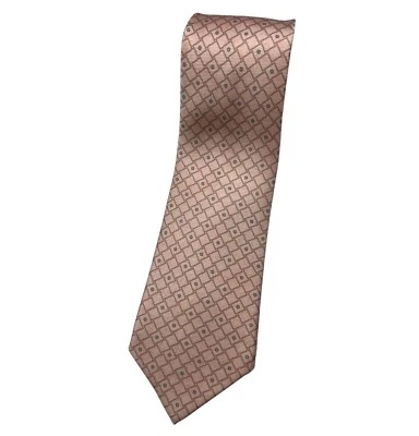 Corbata BVLGARI 7 pliegues para hombre 100 % seda corbata de lujo salmón geométrica con:3,8" usada en excelente estado Foto 1 de 4