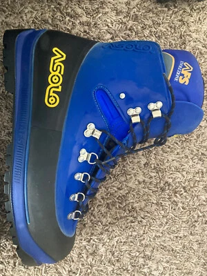 Botas de plástico ASOLO AFS Evoluzione montanhismo escalada no gelo azul masculinas EUA 12 novas com etiquetas - Imagem 1 de 4