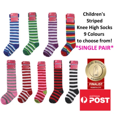 Children's Colourful Striped Knee High Socks Kids Knee High Socks SINGLE PAIR - image 1 of 4