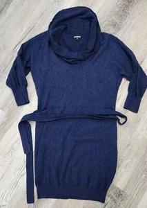 Express Sweater Dress Blue Belted Medium 3/4 Sleeve  - Picture 1 of 6