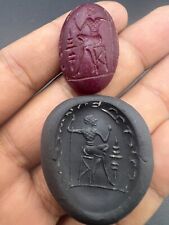 Roman Intaglio Old King Face Engraved Natural Garnet Stone Seal