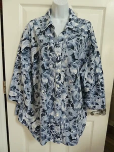 WESTBOUND Sz 3X Wrinkle Free Cotton 3/4 Sleeve Blouse Shirt Floral Button Up - Picture 1 of 4