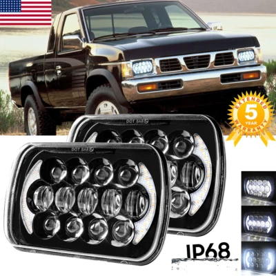 For Nissan Pickup Hardbody 240SX D21 NX 2PCS 7x6" Led Headlights HI-Lo Beam DRL - Image 1 of 4