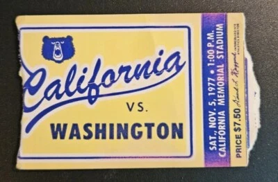 California Washington Football Ticket Stub 11/5 1977 Warren Moon Joe Steele 2 TD - Image 1 of 2