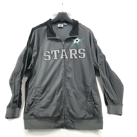 Dallas Stars Spell Out Full Zip Track Jacket Mens Size 3XL Gray Long Sleeve NHL Cover