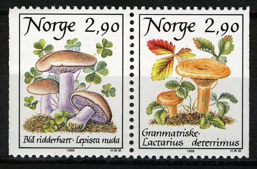 Norway 1988, NK S17, Mushrooms II booklet pair VF MNH, Mi 990-91 - Image 1 of 1