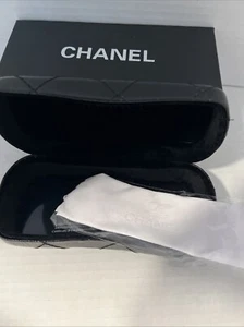 Chanel Quilted Leather Sunglass Eyeglass Hard Case Black With Ori Box Cloth - Picture 1 of 11