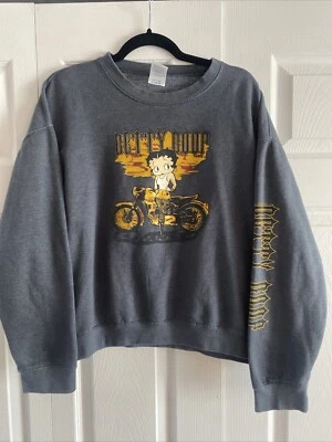 Betty Boop Large Graphic Sweatshirt Motorcycle Vintage Crew Neck - Image 1 of 4