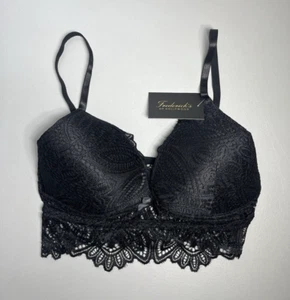 Fredericks of Hollywood Bra Womens Large Black Lace Finley Bralette Pullover - Picture 1 of 7