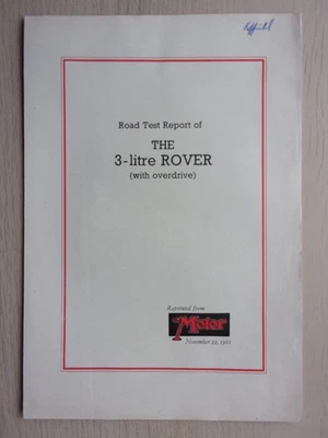 ROVER 3 LITRE P5 SALOON orig 1961 UK Mkt Road Test Brochure - Image 1 of 4