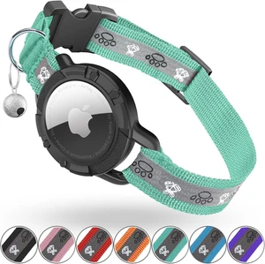 Reflektierendes Airtag Katzenhalsband, integriertes Katzen Tracker Halsband mit Air Tag Halter - Bild 1 von 12