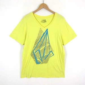 Volcom T-Shirt Graphic Logo V-Neck Short Sleeve L Yellow - Picture 1 of 5