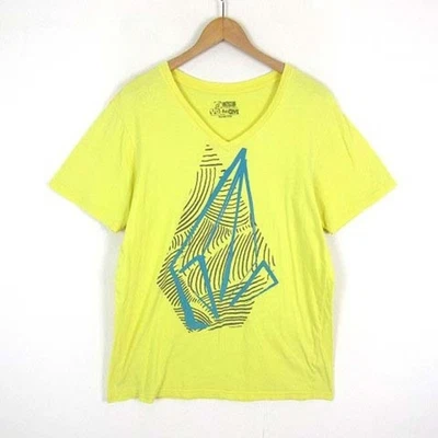 Volcom T-Shirt Graphic Logo V-Neck Short Sleeve L Yellow - Image 1 of 4