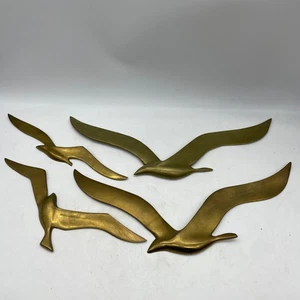 Juego de 4 gaviotas voladoras de latón MCM vintage pájaros colgantes de pared  - Imagen 1 de 5