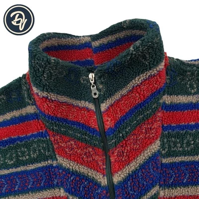 VTG L Timberland " Weather Gear " Pile Fleece Fair Isle Striped Pull Over - Image 1 of 4
