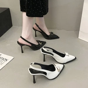 2025 High Heels, French Stiletto Tip, High Heels Damenschuhe, schwarz, weiß 8 cm - Bild 1 von 23