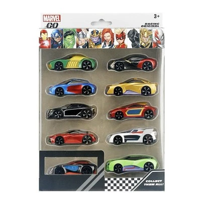 Marvel GO Collection Diecast Car Set of 10 – Avengers Racing Turbo Mini Cars - Image 1 of 4
