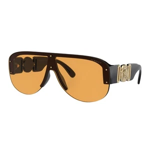 Versace VE 4391 GB1/7 Black Plastic Semi-Rimless Sunglasses Orange Lens - Picture 1 of 3