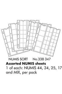 Coin Sheets NUMIS, Mixed with 1 pocket each NUMIS 44, 34, 25, 17, MIX - Picture 1 of 2