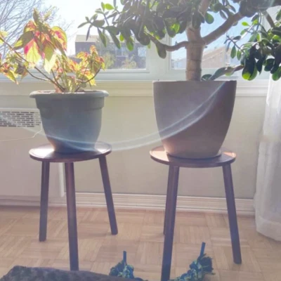 2X Mesa auxiliar redonda de bambú sofá mesita de noche 3 patas sala dormitorio Foto 1 de 4