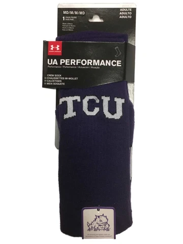 TCU Horned Frogs Under Armour Performance Men's Purple Crew Socks (M) Cover