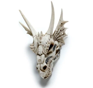 *NEU* Großer Drachen Totenkopf m. metallischen Details Deko Fantasy Gothic Skull - Bild 1 von 6