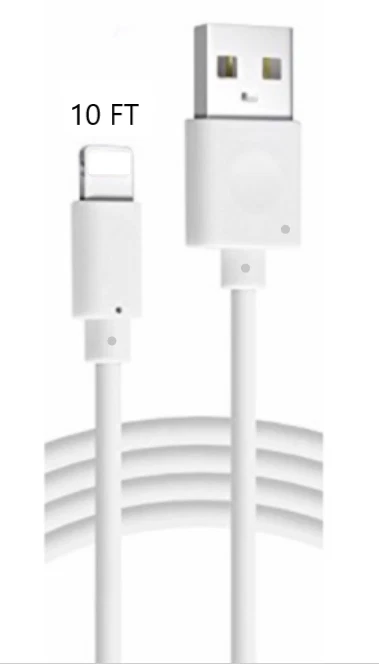10FT Long USB Cable For iPhone5 6 7 8Plus X Xs Max Xr 11 Charger - Image 1 of 1