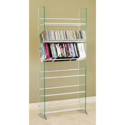TransDeco Vidrio DVD CD Rack/Soporte 6 Estantes CD/DVD 336 CD 234 DVD 138 VHS - NUEVO Foto 1 de 3